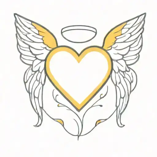 Yellow Heart With Angel Wings Flying