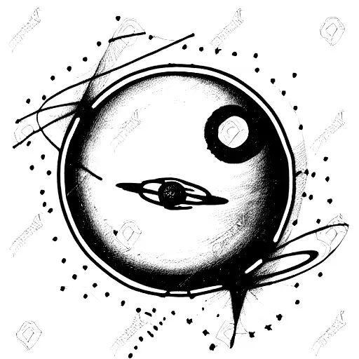 Saturn Sketch With Faith And Karma Words