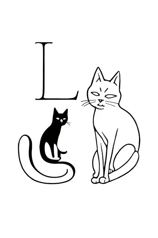 A Black Cat And A White Cat With Letter L