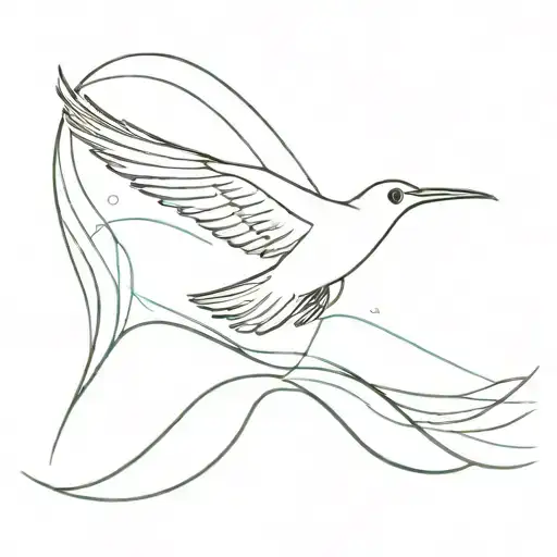 Generic Bird Flying Over The Ocean Waves