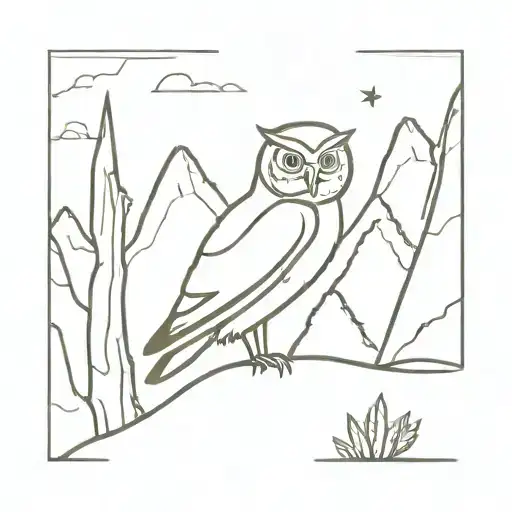 Owl On A Tree On Top Of Mountains Incorporate God