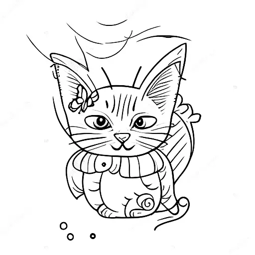 Orange Cat Playing With A Butterfly