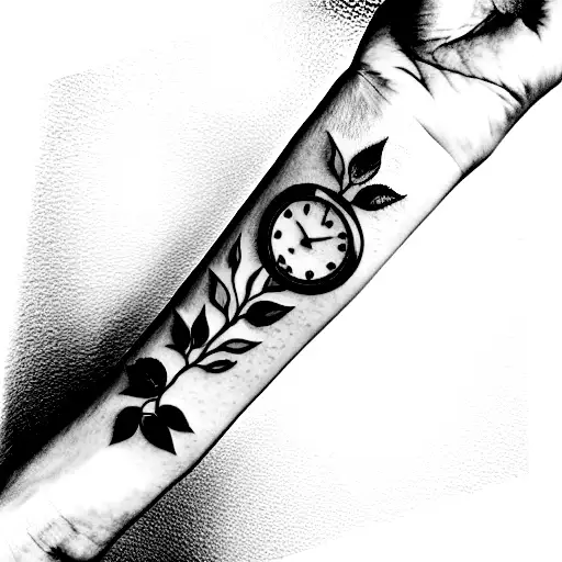 A Hand With Minimalist Black Watch Holding Bunch Of Roses