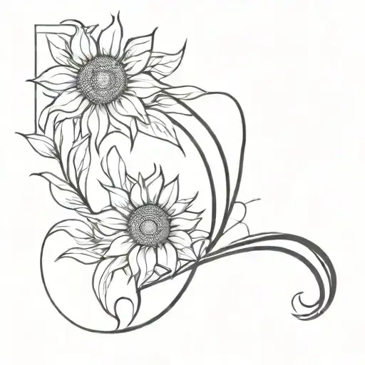 Phoenix And Sunflower Intertwined