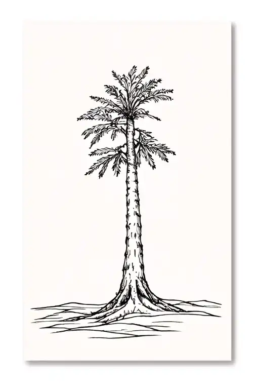 Redwood Tree And Palm Tree