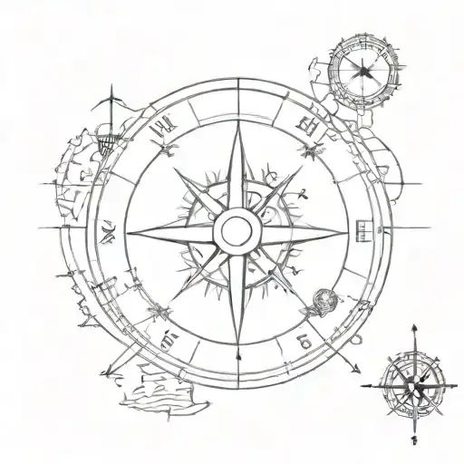 Travel Compass With Various Landmarks From Around The World