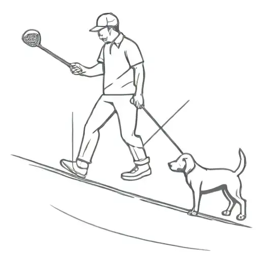 Man And Dog Golfing