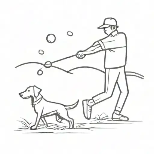 Man And Dog Golfing