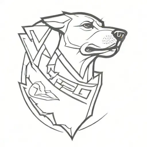 A Washington Redskins Logo With A Dog Silhouette Incorporated