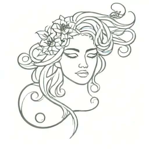 Medusa With Flowers For Hair