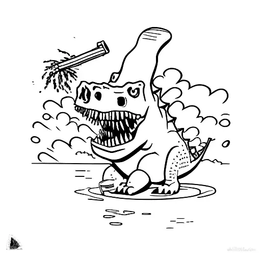 Cartoon Dinosaur Smoking Weed