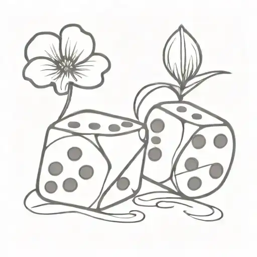 A Pair Of Dice With A Single Flower Intertwined