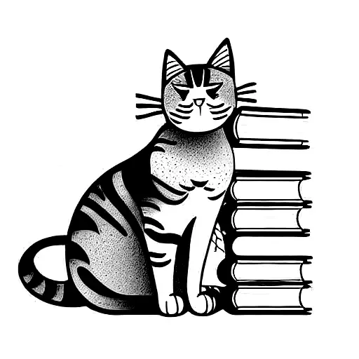 Cat With Books