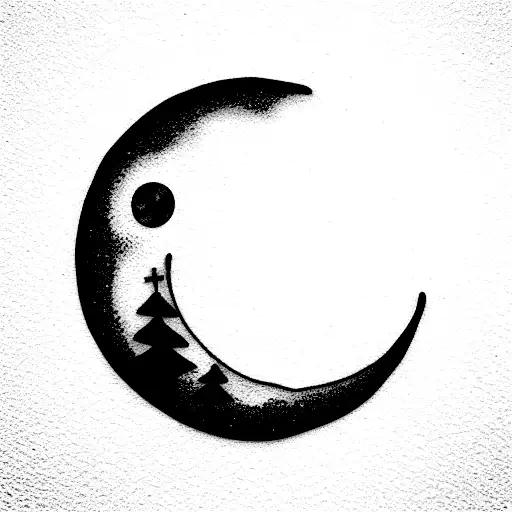 Moon With A Mother And Daughter