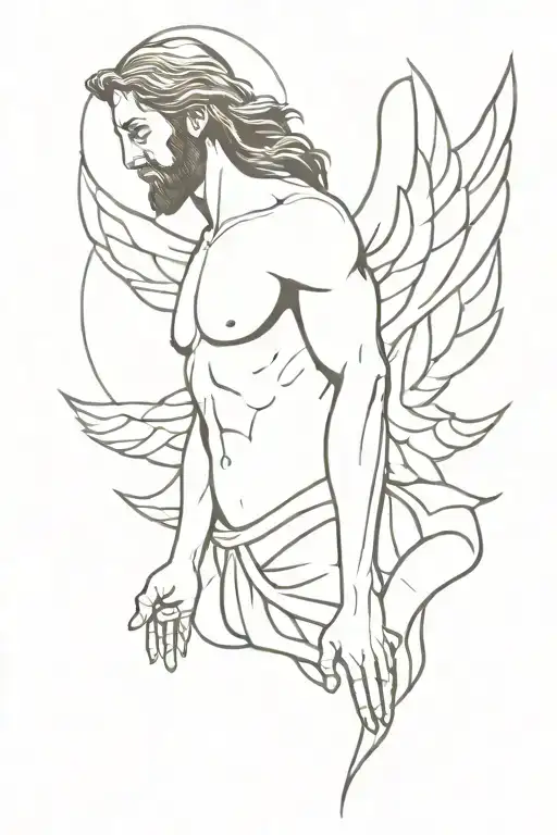 Muscular Jesus With Wings Spread