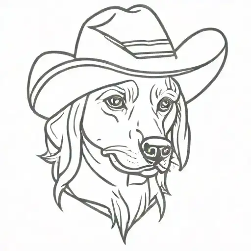 Hot Dog With Mustache Wearing Cowboy Hat