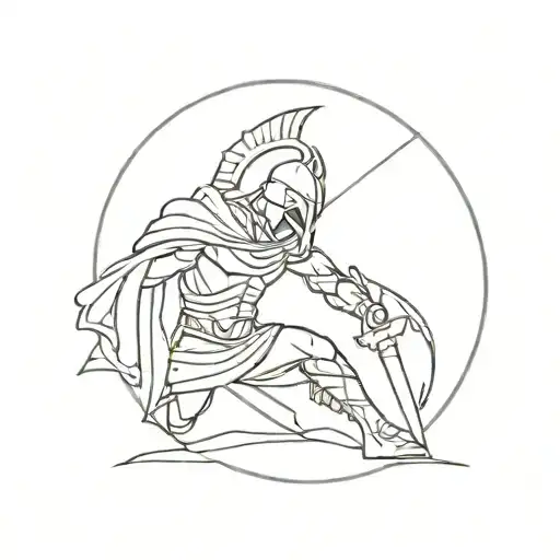 Spartan Warrior Battling With A Bible With God Looking Down On Him