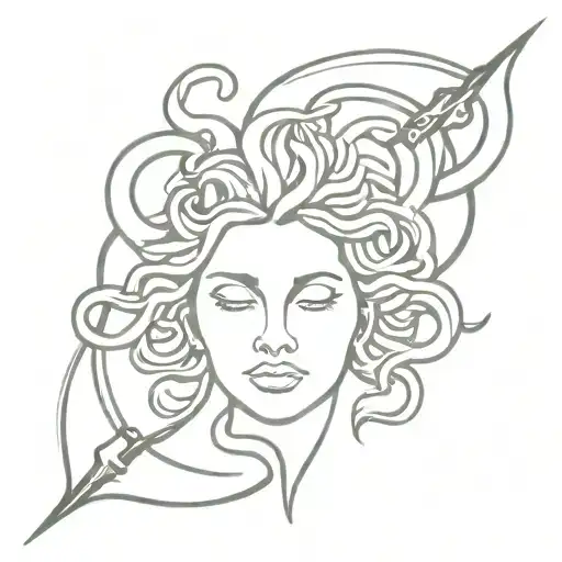 Medusa Head With Dagger Piercing