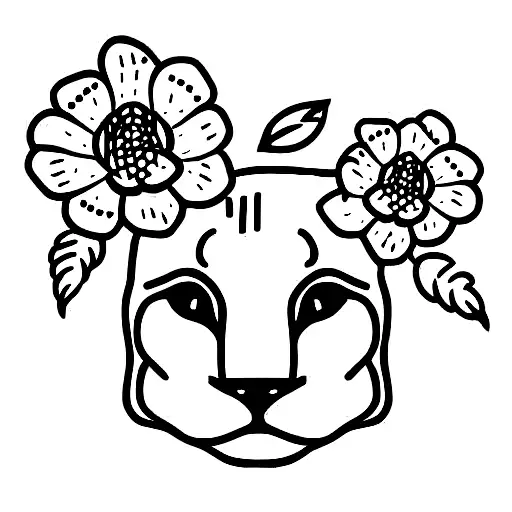 Mountain Lion With Flowers