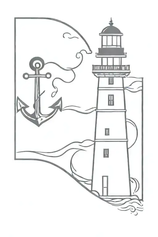 A Lighthouse And An Anchor With The Letters F And E Form