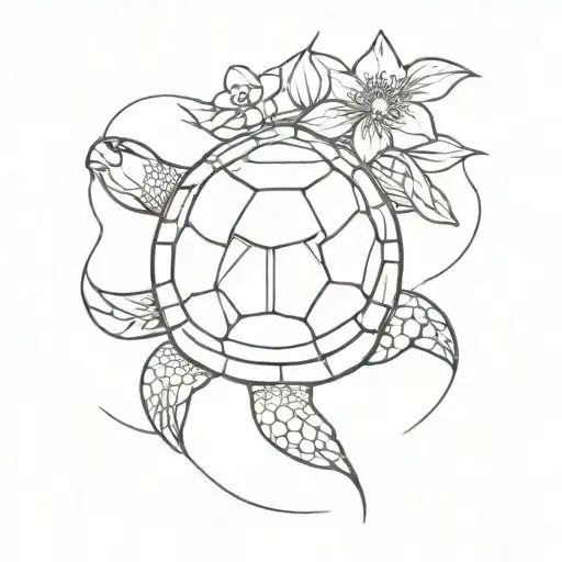 Turtle And Indonesian Flower