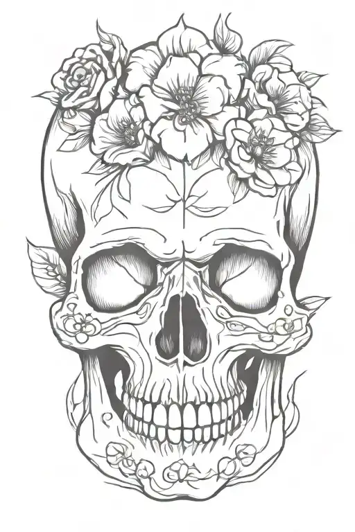 Skull And Flowers