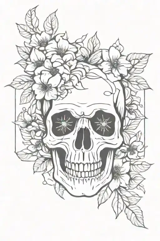 Skull And Flowers
