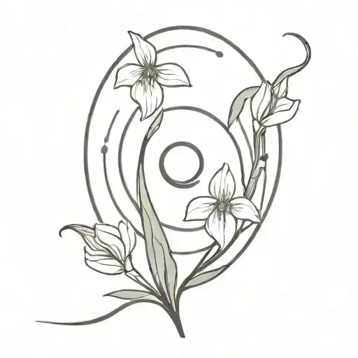 Circe Astrology Symbol Incorporated With Snowdrop Flowers
