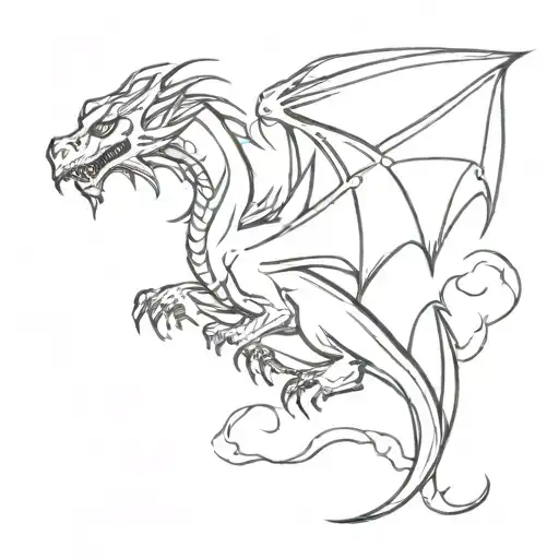 Dragon Flying Breathing Fire Coming