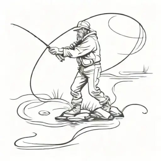 Silloute Of A Person Fly Fishing A Stream