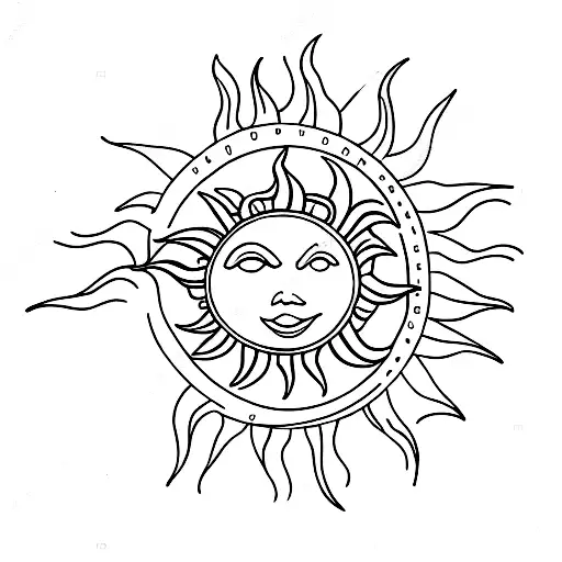 A Sun With A Moon And And Rainbow