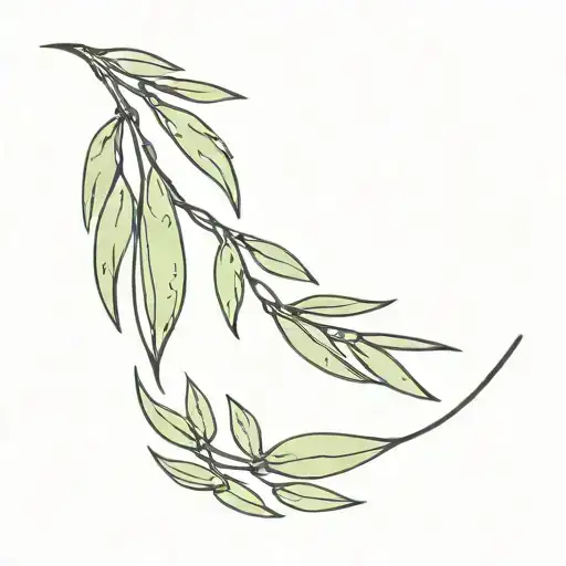 A Minimalist Design Of An Olive Leaf Intertwined With An Ak47 Gun