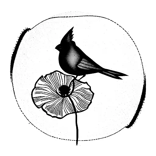 Poppy With A Cardinal