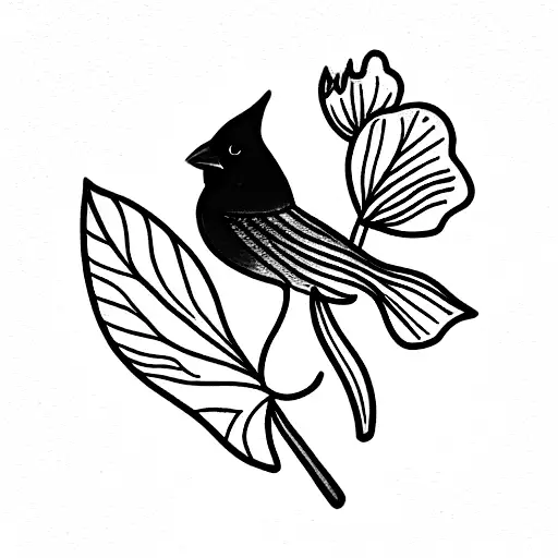 Small Cardinal With A Small Poppy