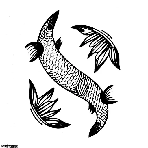 Minimalist Koi Fishes Swimming In Water