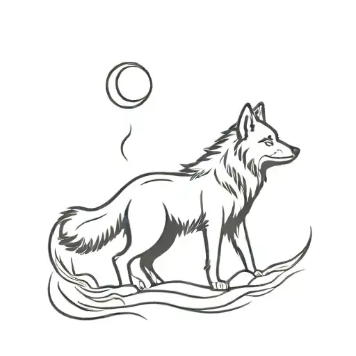 A Minimalist Tattoo Of A Wolf Howling At The Moon With The Quote 'Morior Invictus'