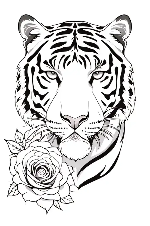 Tiger In Roses