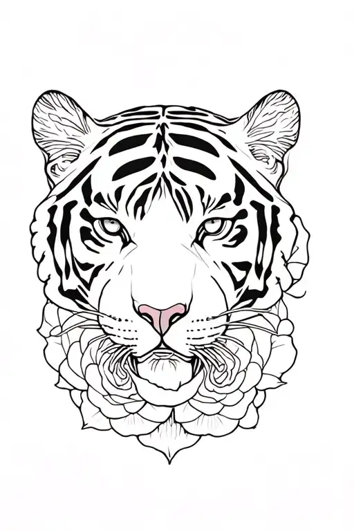Tiger In Roses