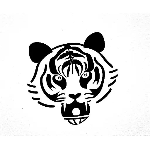 Tiger Face In Blatts