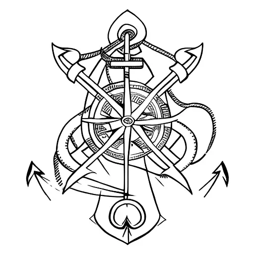 A Minimalist Anchor Design With A Subtle Compass Incorporated Into The Design