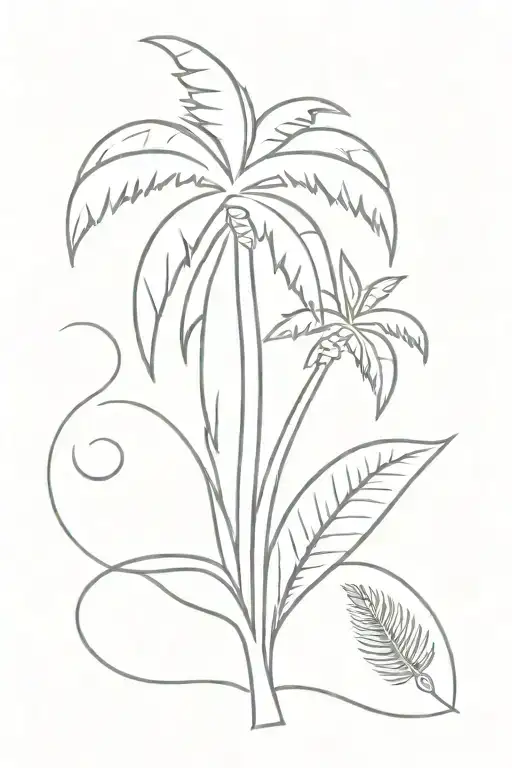 Palm Tree With Conch Sea Shell