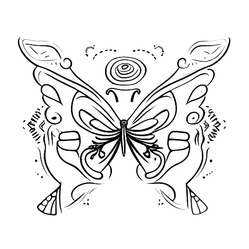 Butterfly With Capricorn Sign As A Neck Tat