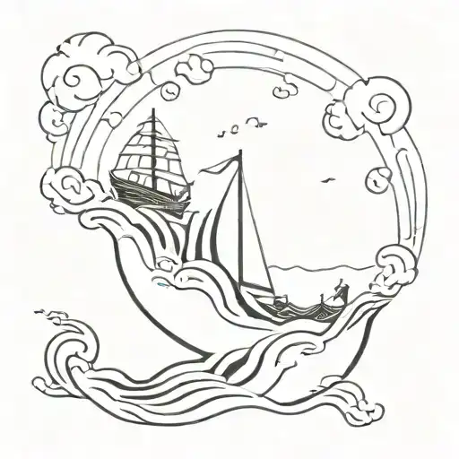 Scooping Water Out Of A Sinking Ship Sailing Through Stormy