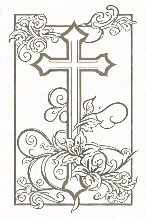 Cross With The Word Grace Written Vertical In Cursive