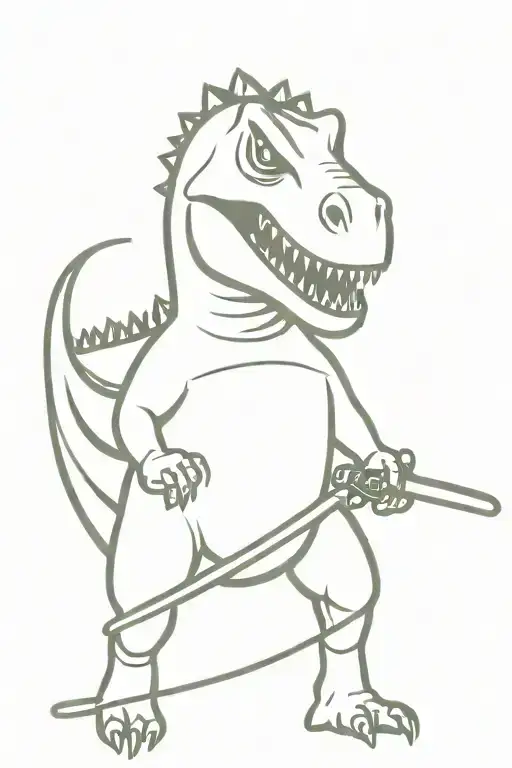 Dinosaur With Katana Sword