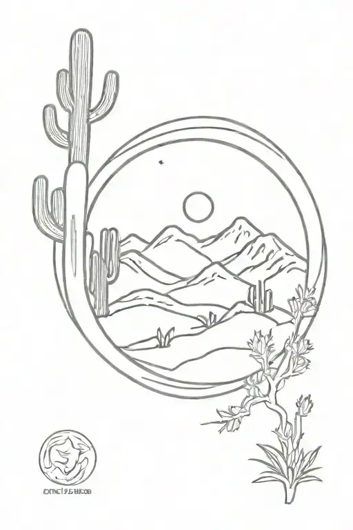 Crescent Moon And Saguaro Cactus