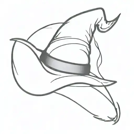 Minimalist Witch Hat Single Line