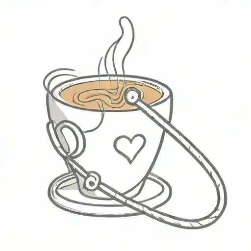 A Minimalist Coffee Cup With A Stethoscope Wrapped Around It