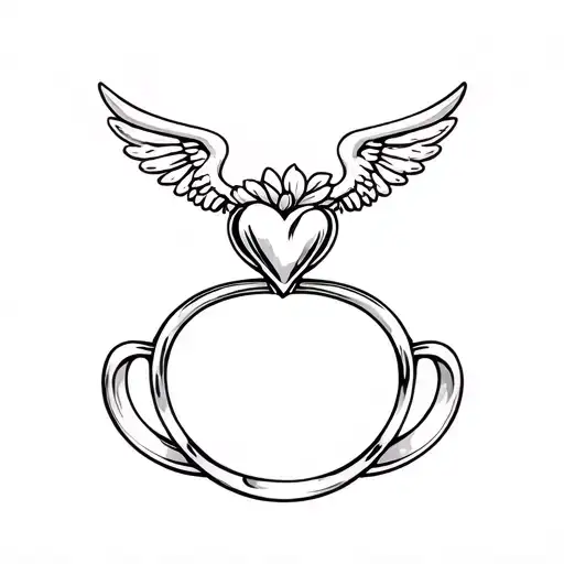 A Claddagh Ring Design With Elements Of Nature Like Flowers Angels