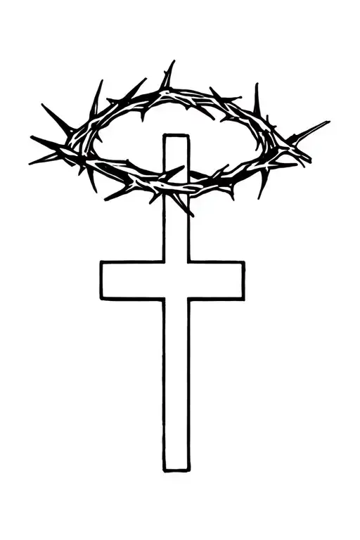 Create A Tattoo With The Crown Of Thorns With A Cross Under It